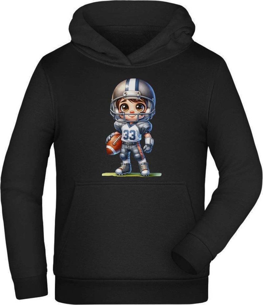 Hooded Sweatshirt Hoodie Kids - American Football Player Cartoon i494